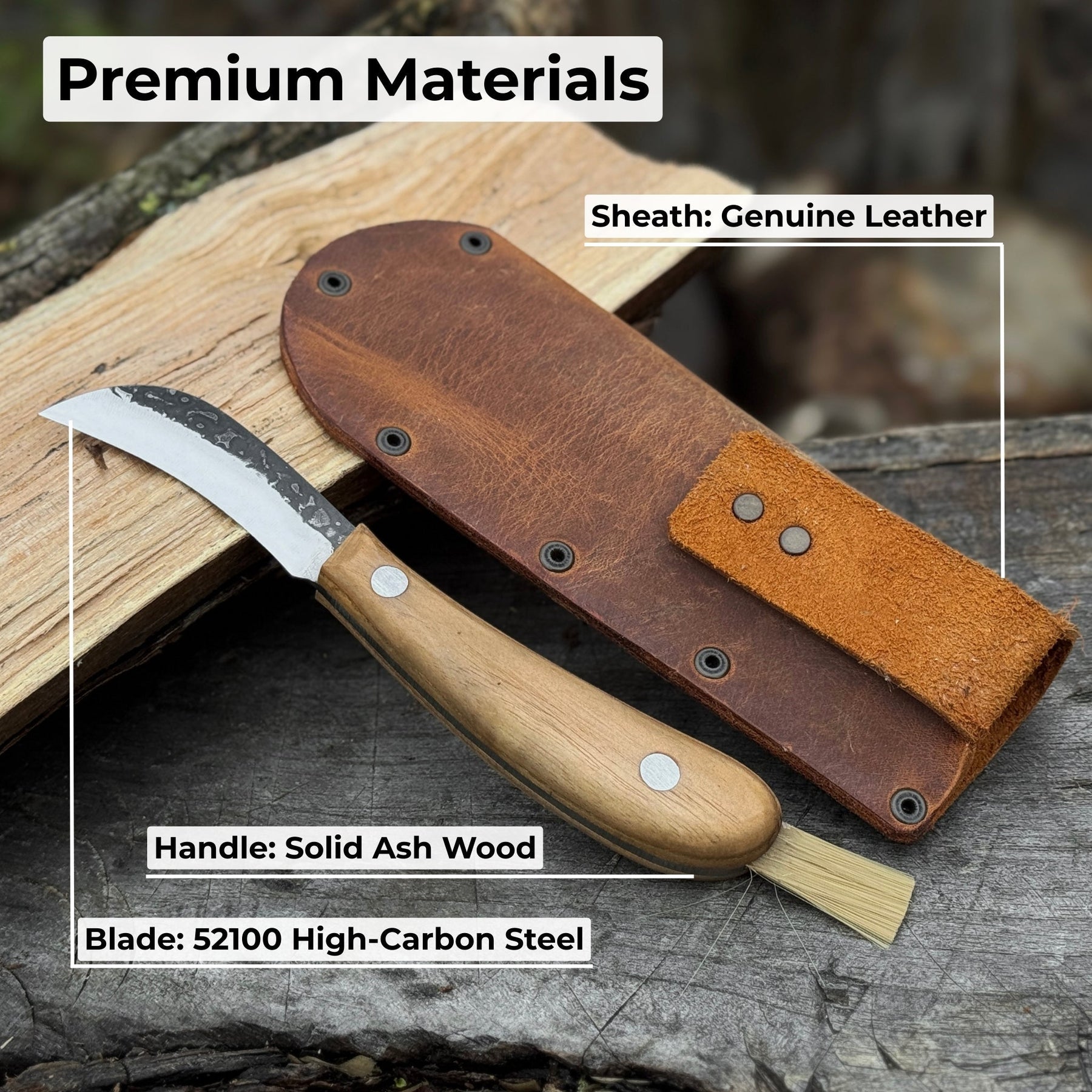 Mushroom Knife for Forest Walks, 6.5 cm (2.56 inches) detail view by Sharky Forged Steel Tools