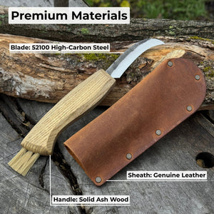 Mushroom Knife with Brush For Harvesting, 7.5 cm (2.95 inches) detail view by Sharky Forged Steel Tools