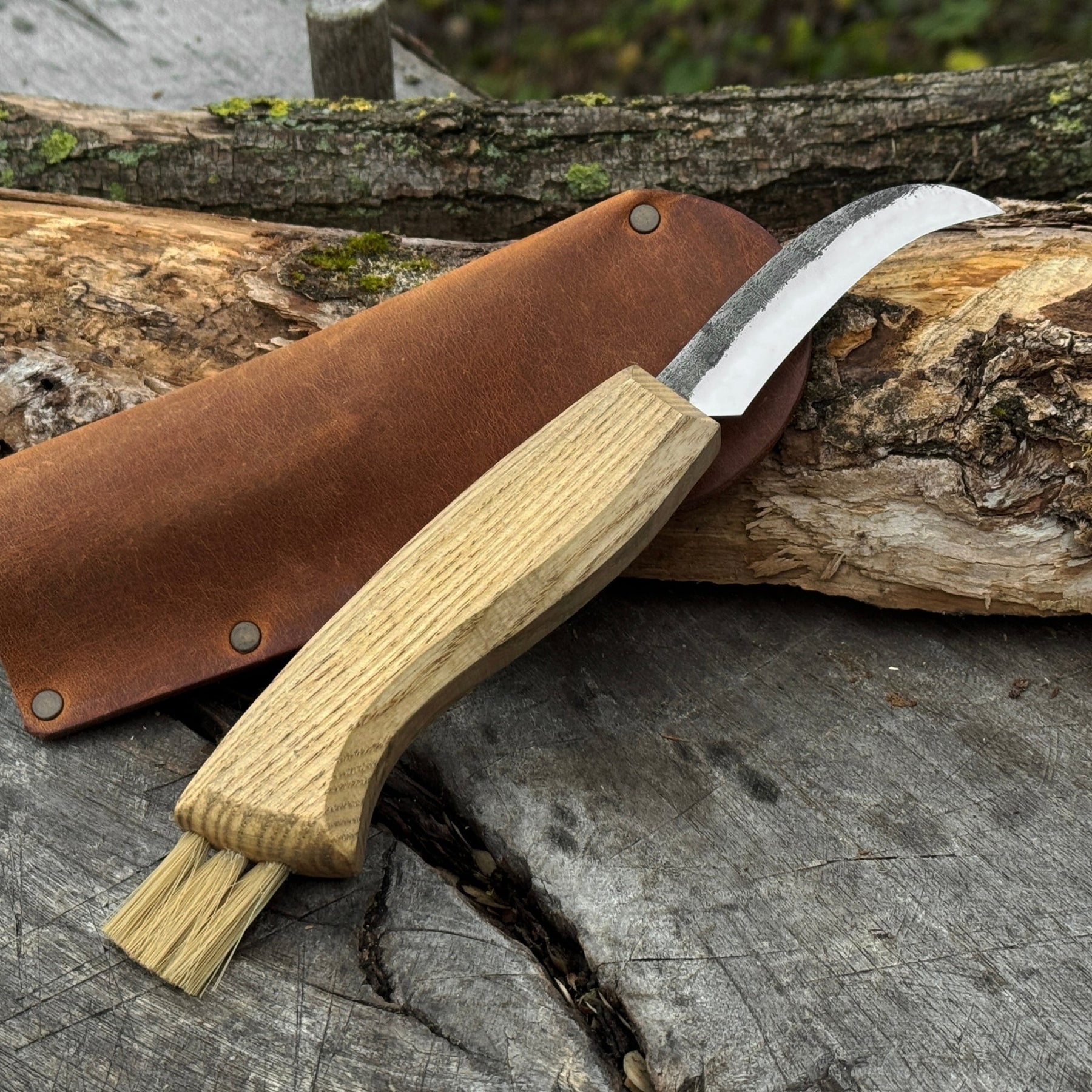 Mushroom Knife with Brush For Harvesting, 7.5 cm (2.95 inches) by Sharky Forged Steel Tools