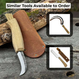 Mushroom Knife with Brush For Harvesting, 7.5 cm (2.95 inches) detail view by Sharky Forged Steel Tools