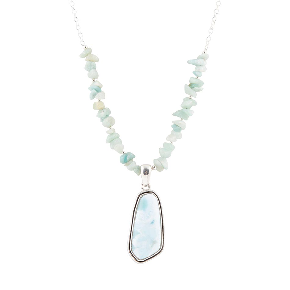 Natural Wonders Blue Larimar and Sterling Silver Necklace by Barse Jewelry