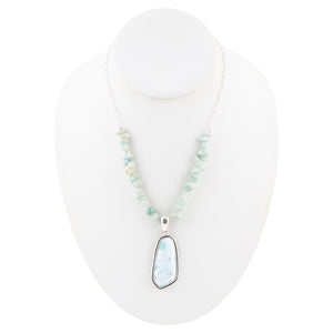 Natural Wonders Blue Larimar and Sterling Silver Necklace detail view by Barse Jewelry
