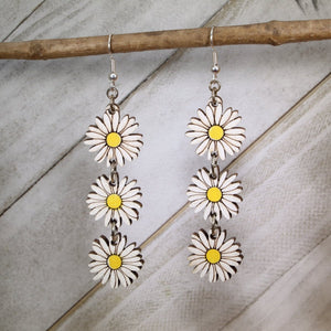 Daisy Chain Wooden Earrings | Floral Garden Jewelry detail view by Cate's Concepts, LLC