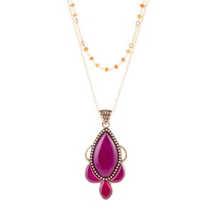 Neims Pink Carnelian Golden Pendant Necklace by Barse Jewelry