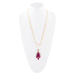 Neims Pink Carnelian Golden Pendant Necklace detail view by Barse Jewelry