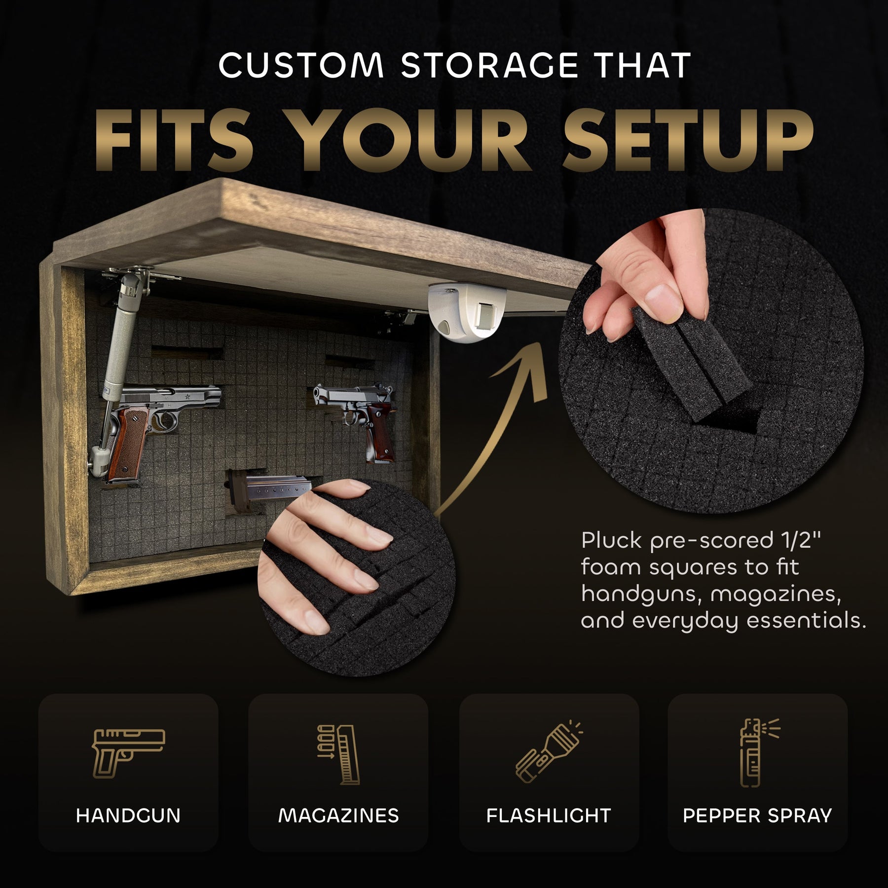 Deer Stream Buck Mountains Gun Concealment Furniture - Handcrafted Hidden Gun Storage Wall Decor - Hidden Safe Furniture with