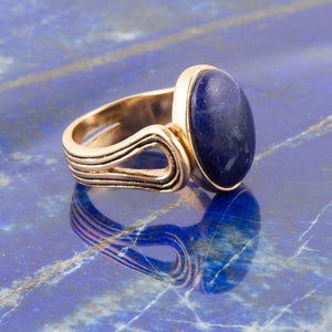Nova Blue Lapis and Golden Bronze Oval Ring detail view by Barse Jewelry