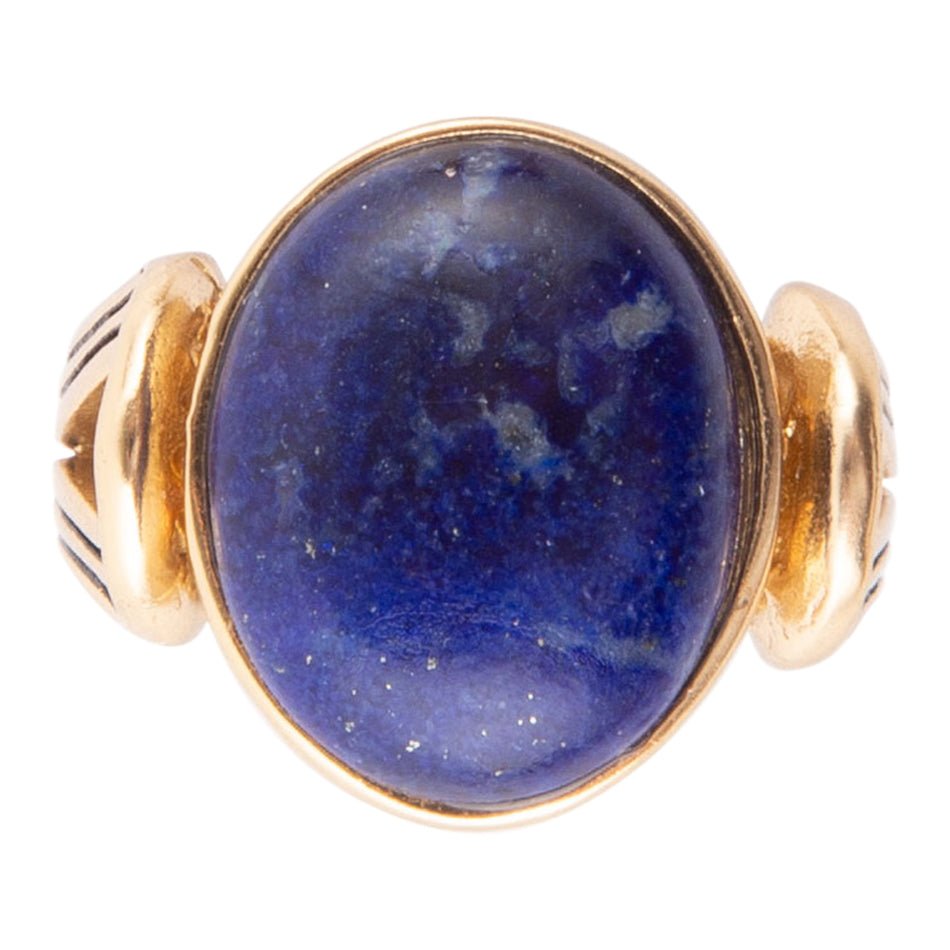 Nova Blue Lapis and Golden Bronze Oval Ring detail view by Barse Jewelry