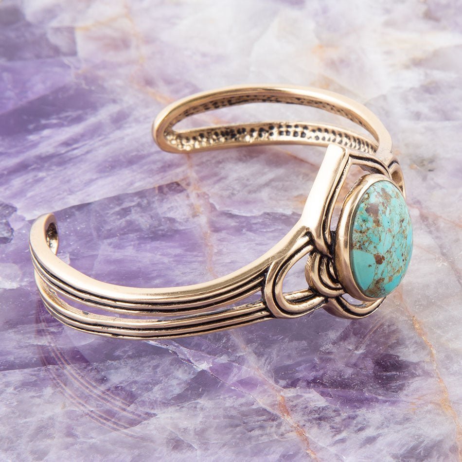 Nova Turquoise and Bronze Cuff Bracelet detail view by Barse Jewelry
