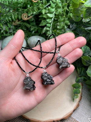 Obsidian Pegasus Choker Necklace detail view by Copper Ashes