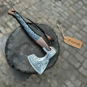 Viking Axe with Leather Wrapped Handle & Engraved Head – JW SteelCrafts by JW SteelCrafts, Southern lifestyle apparel detail photo 8