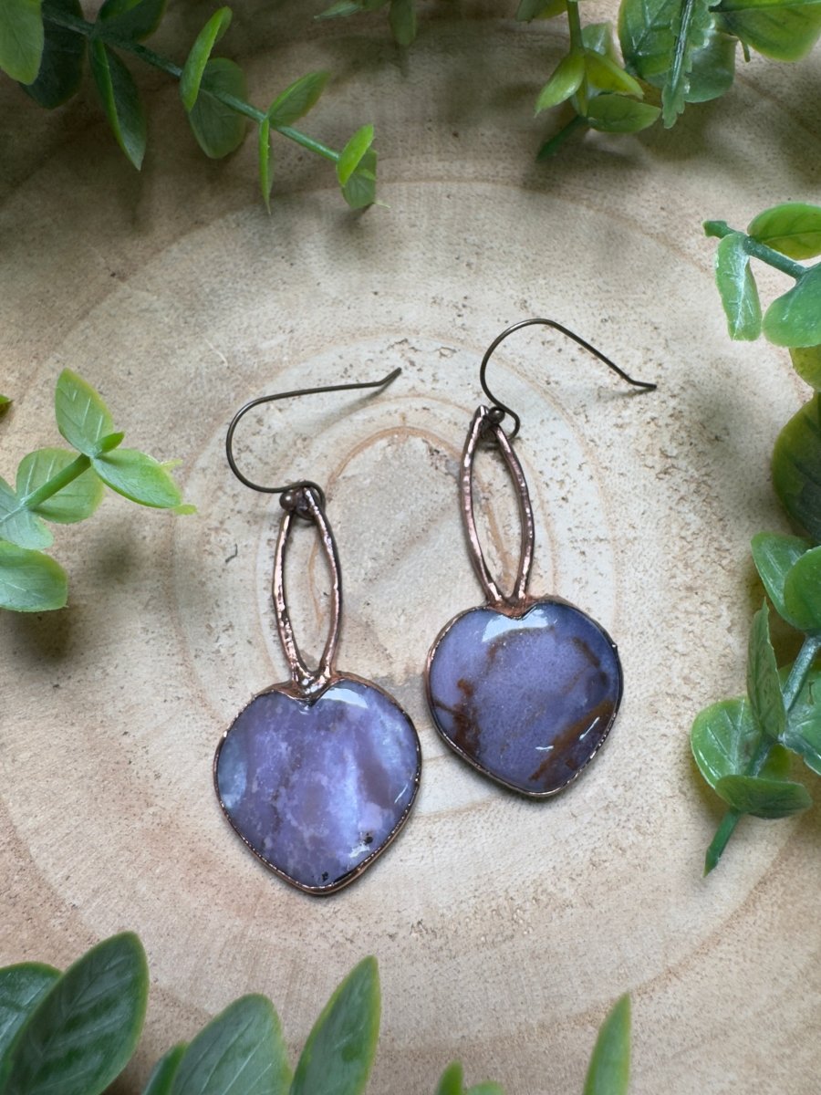 Ocean Jasper Heart Earrings by Copper Ashes
