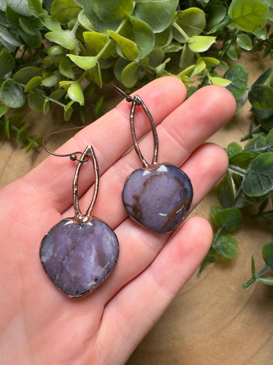 Ocean Jasper Heart Earrings detail view by Copper Ashes