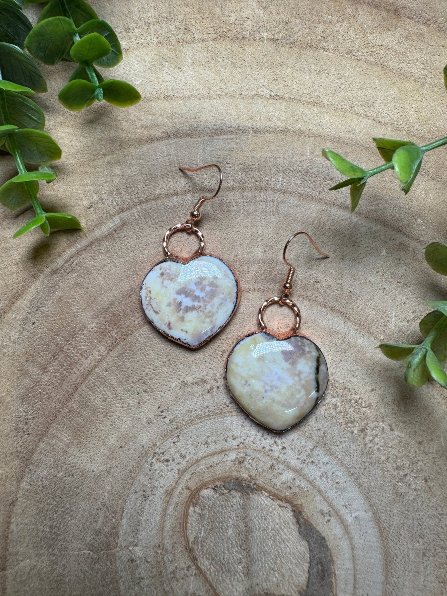 Ocean Jasper Heart Earrings by Copper Ashes