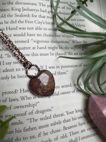 Ocean Jasper Heart Necklace detail view by Copper Ashes