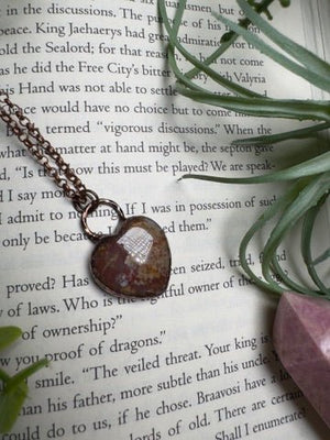 Ocean Jasper Heart Necklace detail view by Copper Ashes