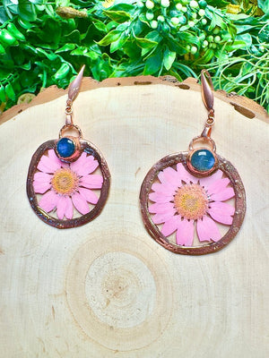 Oceana- Labradorite and Flower Earrings by Copper Ashes