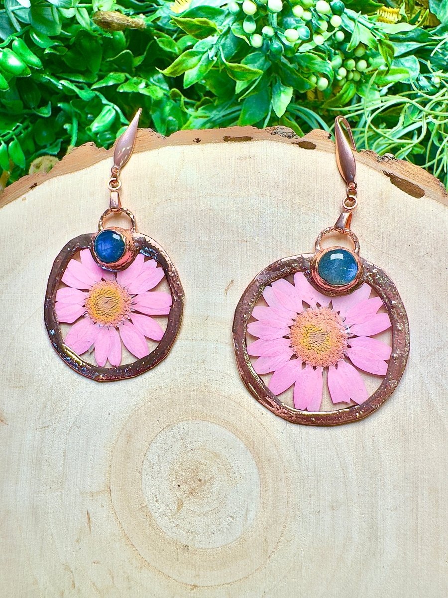 Oceana- Labradorite and Flower Earrings by Copper Ashes