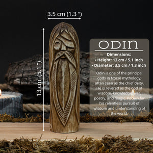 Odin Figurine – 13 cm (5.1 inches) Hand-Carved Wooden Norse God Statue detail view by Sharky Forged Steel Tools