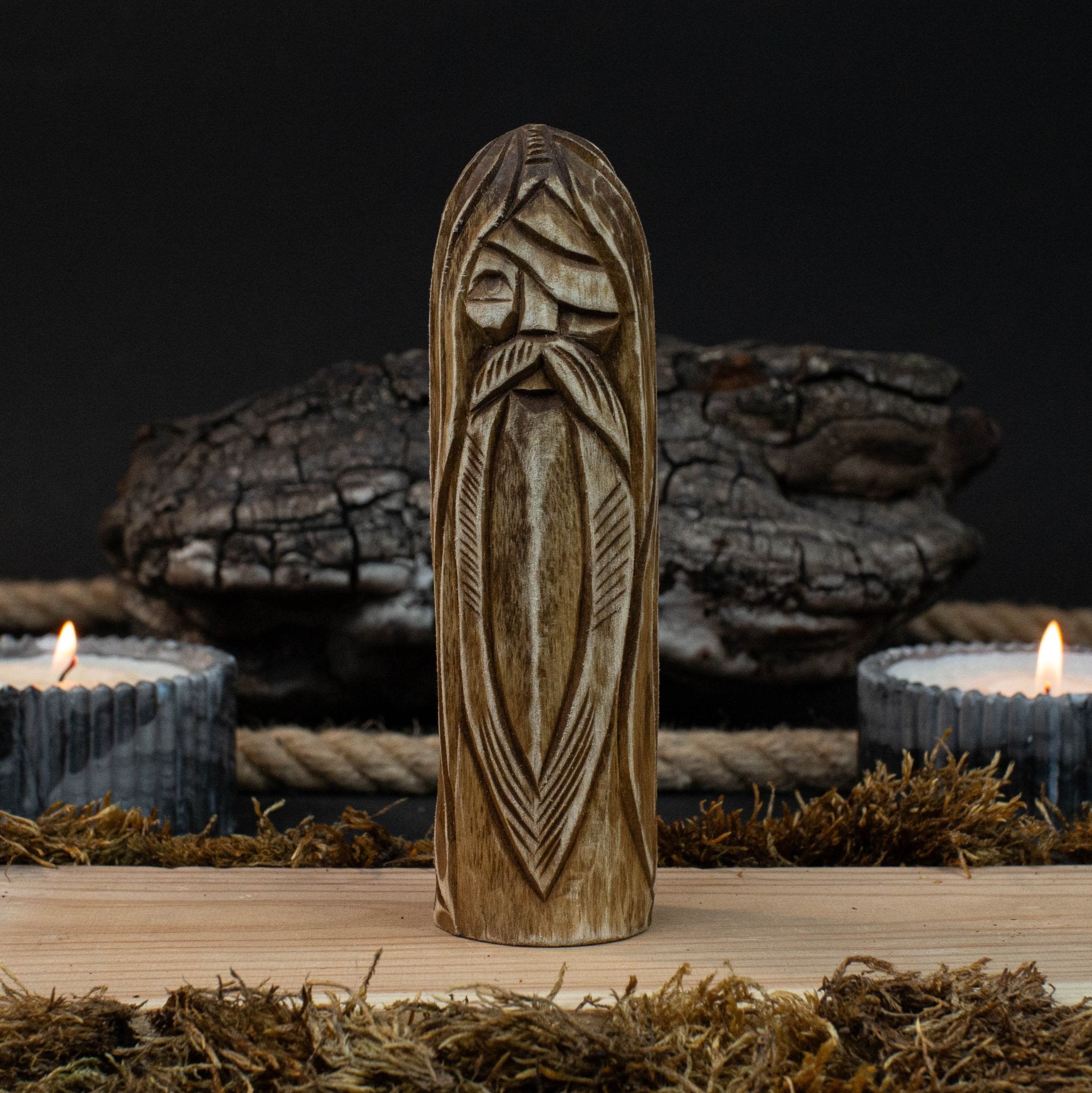 Odin Figurine – 13 cm (5.1 inches) Hand-Carved Wooden Norse God Statue by Sharky Forged Steel Tools