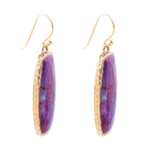 Odyssey Long Purple Turquoise and Bronze Statement Earrings detail view by Barse Jewelry