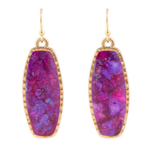 Odyssey Long Purple Turquoise and Bronze Statement Earrings by Barse Jewelry