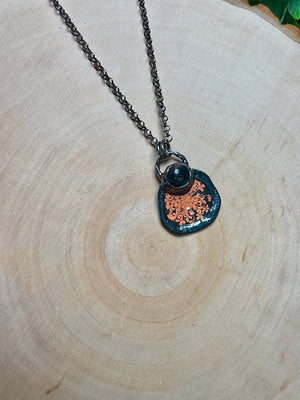 Ondina- Obsidian and Flower Necklace by Copper Ashes