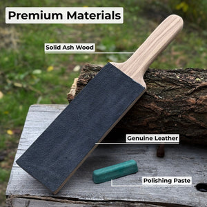 One-Sided Leather Strop For Knife Sharpening & Polishing Compound detail view by Sharky Forged Steel Tools