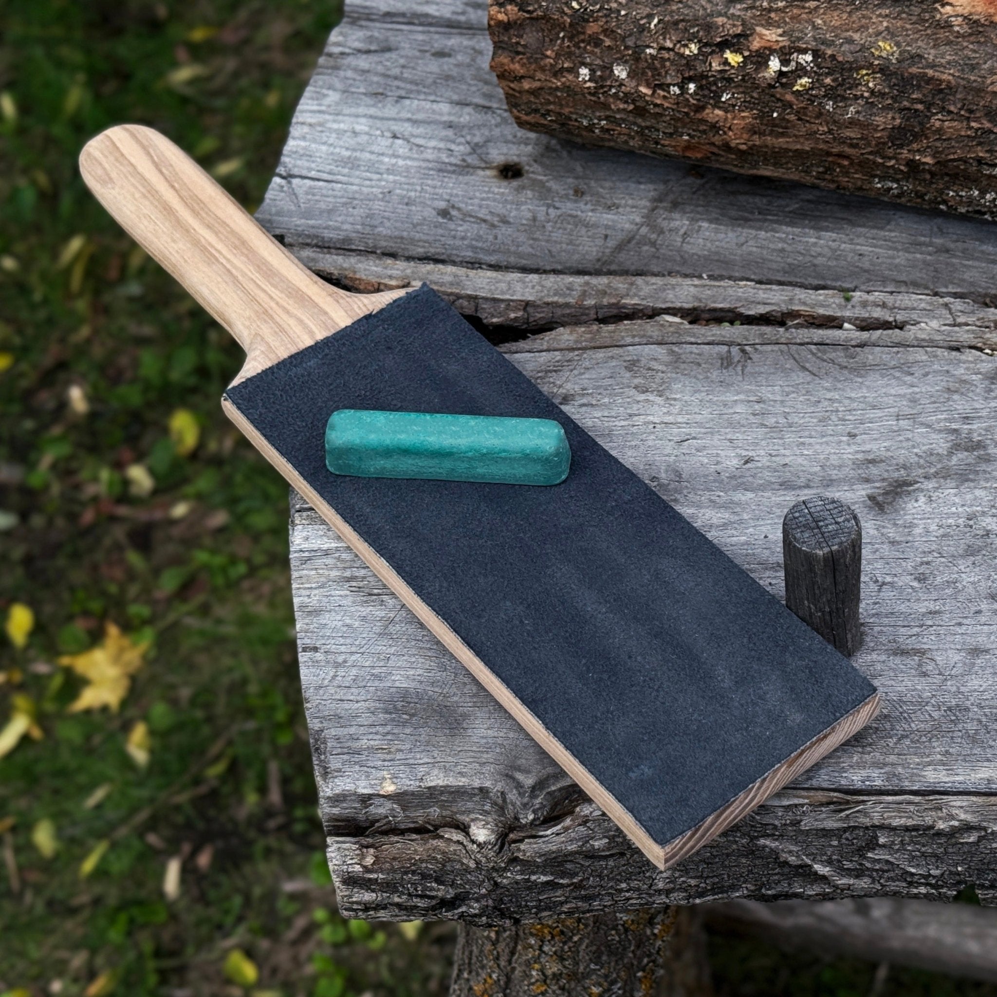 One-Sided Leather Strop For Knife Sharpening & Polishing Compound by Sharky Forged Steel Tools