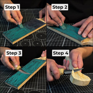 One-Sided Leather Strop For Knife Sharpening & Polishing Compound detail view by Sharky Forged Steel Tools