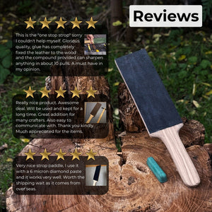 One-Sided Leather Strop For Knife Sharpening & Polishing Compound detail view by Sharky Forged Steel Tools