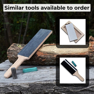 One-Sided Leather Strop For Knife Sharpening & Polishing Compound detail view by Sharky Forged Steel Tools
