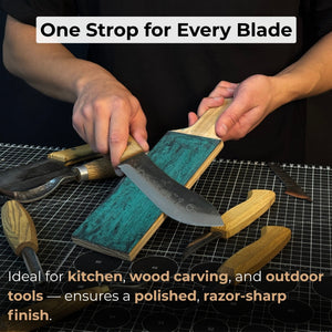 One-Sided Leather Strop For Knife Sharpening & Polishing Compound detail view by Sharky Forged Steel Tools