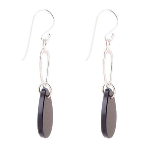 Onyx and Sterling Silver Drop Earrings detail view by Barse Jewelry