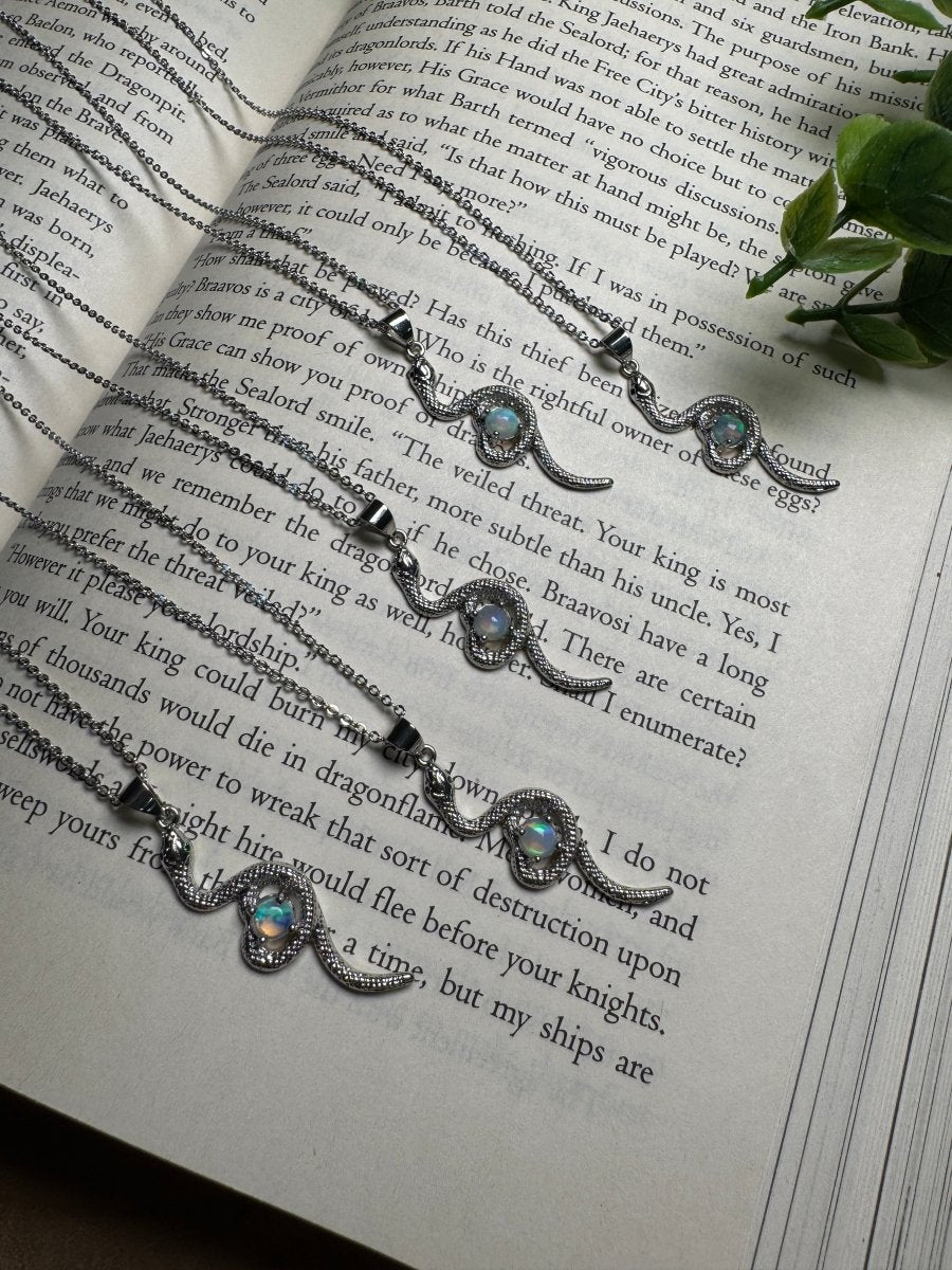 Opal Snake Necklace Adjustable by Copper Ashes