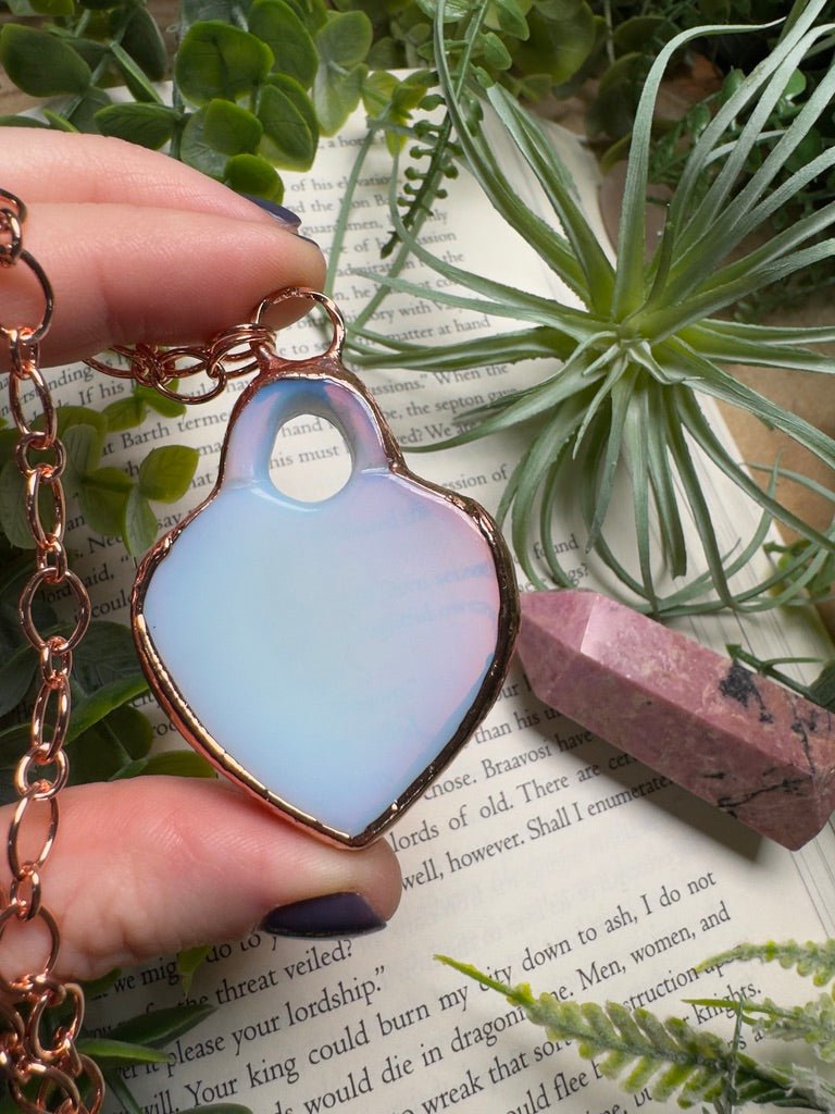 Opalite Locket Necklace by Copper Ashes