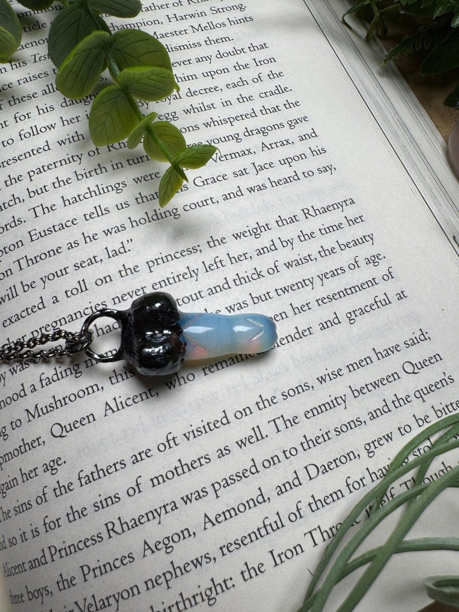 Opalite Penis Necklace detail view by Copper Ashes