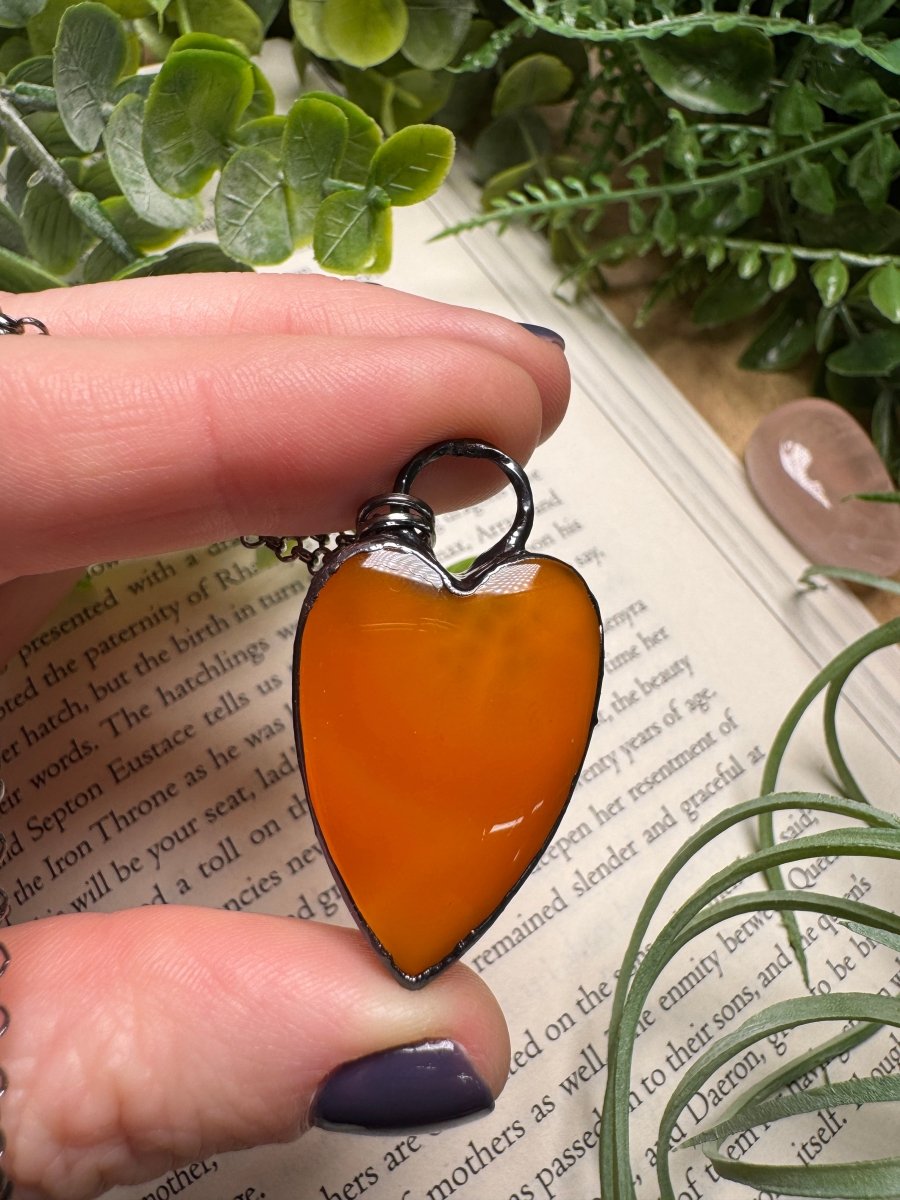 Orange Agate Heart Necklace by Copper Ashes