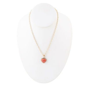 Orange Sponge Coral Heart Pendant and Golden Bronze Necklace detail view by Barse Jewelry