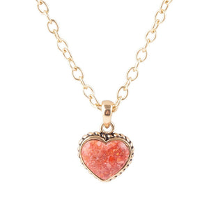 Orange Sponge Coral Heart Pendant and Golden Bronze Necklace by Barse Jewelry