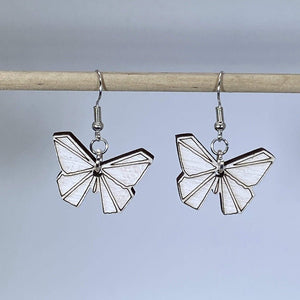 Origami Butterfly Wooden Dangle Earrings | Minimalist Nature Jewelry by Cate's Concepts, LLC, handmade jewelry detail photo 2