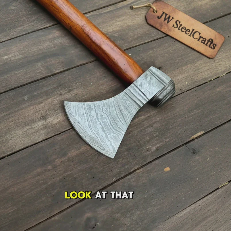 Damascus Pipe Tomahawk Hand Forged Viking Axe by JW SteelCrafts, Southern handmade gift detail photo 10