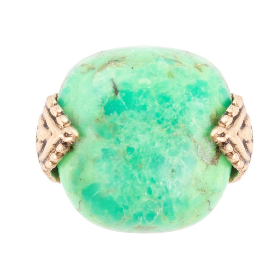 Ornate Lime Turquoise Ring detail view by Barse Jewelry