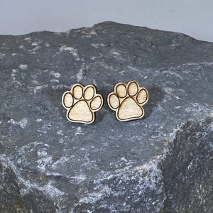 Paw Print Wooden Dangle Earrings | Pet Lover Jewelry detail view by Cate's Concepts, LLC