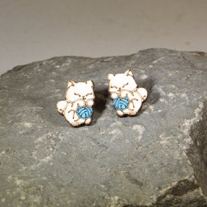 Cat and Yarn Wooden Earrings | Cute Cat Lover Pet Jewelry by Cate's Concepts, LLC, handmade jewelry detail photo 5