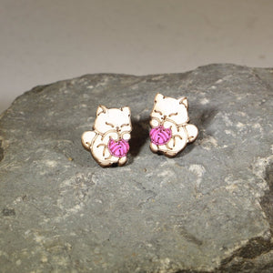 Cat and Yarn Wooden Earrings | Cute Cat Lover Pet Jewelry by Cate's Concepts, LLC, handmade jewelry detail photo 6