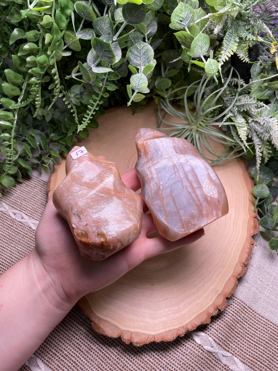 Peach Moonstone Flame detail view by Copper Ashes