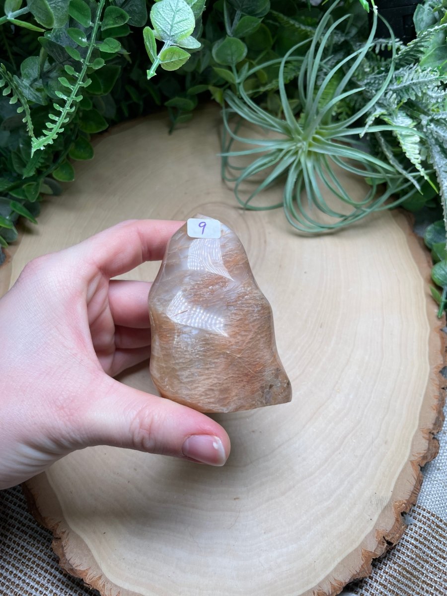 Peach Moonstone Flame detail view by Copper Ashes