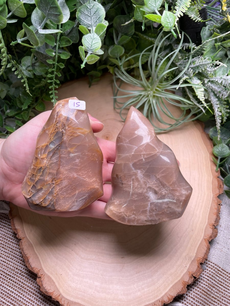 Peach Moonstone Flame detail view by Copper Ashes
