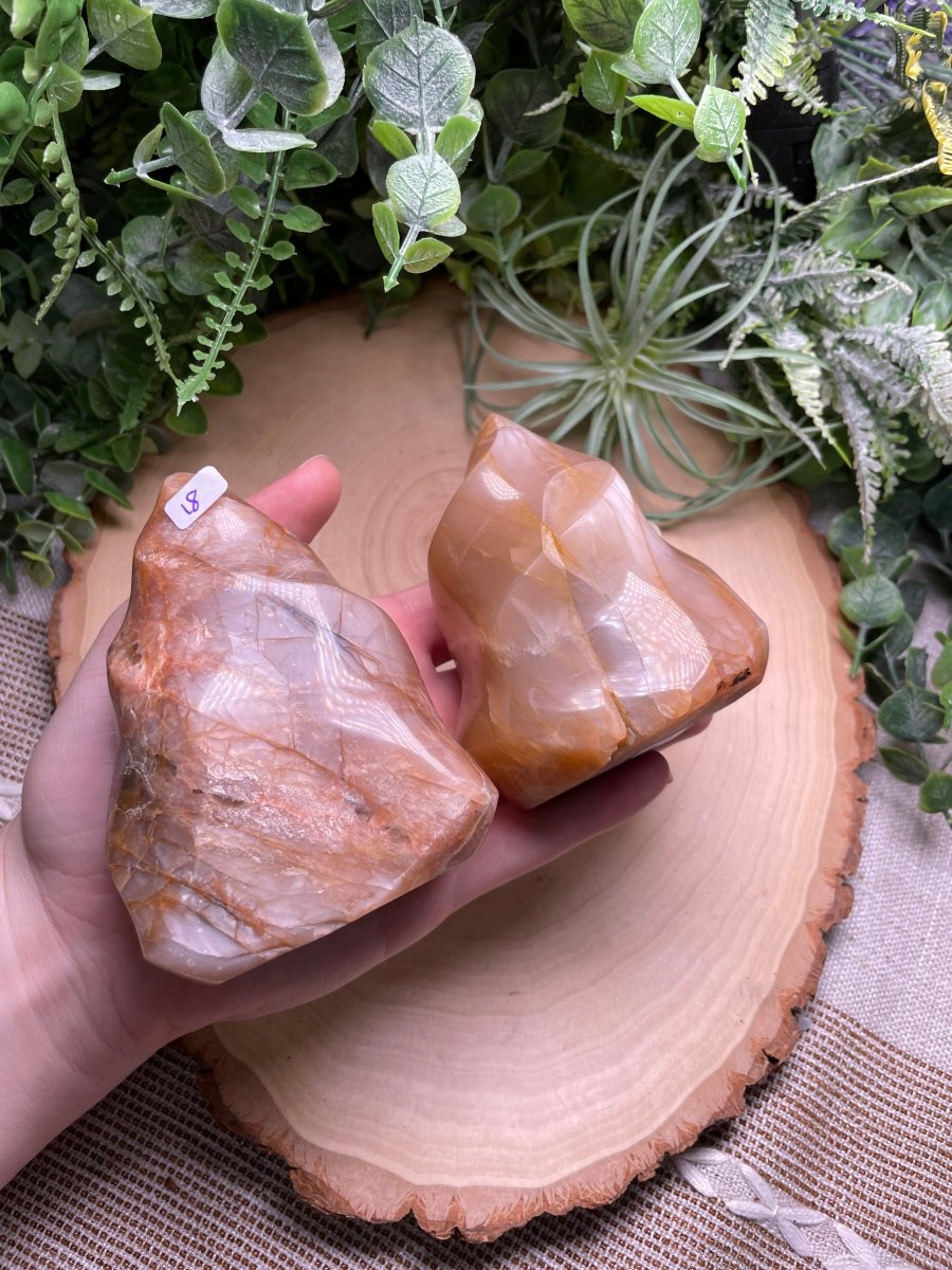 Peach Moonstone Flame detail view by Copper Ashes